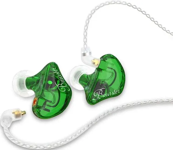 BASN in-Ear Monitors, Bmaster Triple Driver HiFi Stereo Noise-Isolating in-Ear Headphones with Two Detachable MMCX Cables for Stage/Audio Recording (Green)