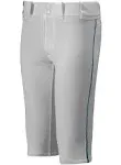 Mizuno Youth Premier Short Piped Baseball Pant, Grey/Navy / XXL