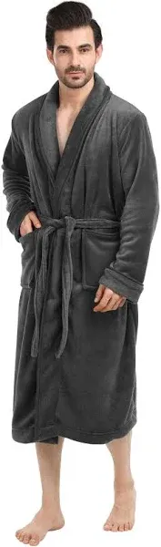 NY Threads Luxurious Men's Shawl Collar Fleece Bathrobe Spa Robe