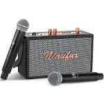 Niaufux Retro Karaoke Machine with Two Wireless Microphones, Portable Bluetooth Speaker for Adults and Kids, Rechargeable Pa System for Home Party, A