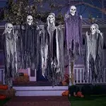 5-Pc Halloween Hanging Grim Reapers Set Spooky Skeleton Ghosts for Outdoor Decor