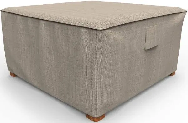 Budge P4A02PM1 English Garden Square Patio Table Cover / Ottoman Cover Heavy Duty and Waterproof, Extra Large, Tan Tweed