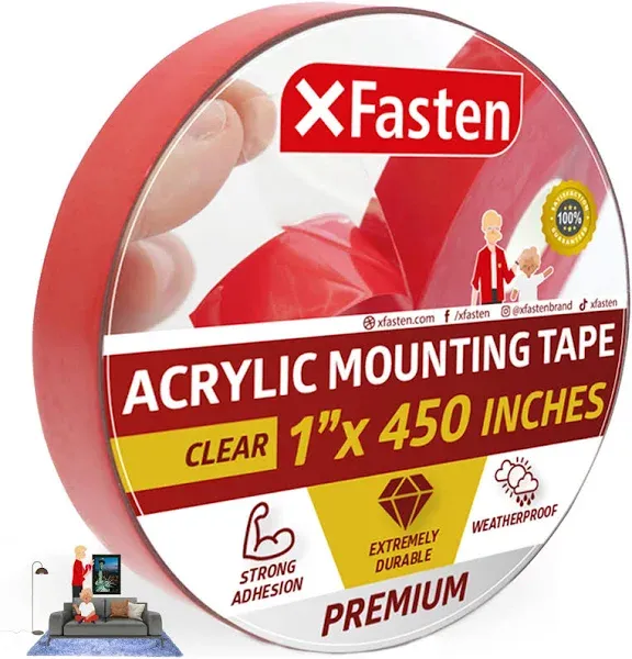 XFasten Acrylic Mounting Tape Removable 1-Inch x 450-Inch MT1450