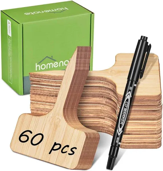 HOMENOTE Bamboo Plant Labels 60Pcs Plant Tags for  Assorted Number of Itemss 