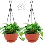 8 in. Dia Red Plastic Hanging Basket with Detachable Base (2-Pack)