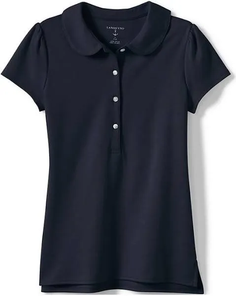 Lands' End Girls Short Sleeve Peter Pan Collar Polo Shirt