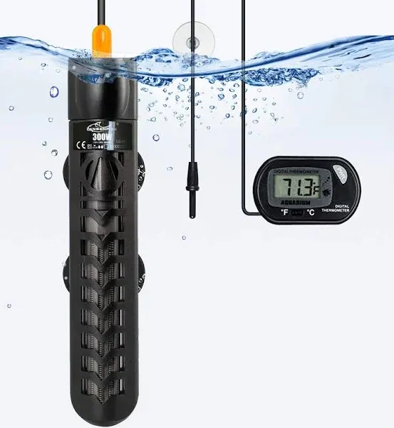 BOEESPAT Aquarium Heater 300W Fish Tank Heater with Anti Scald Protector and Aquarium Thermometer