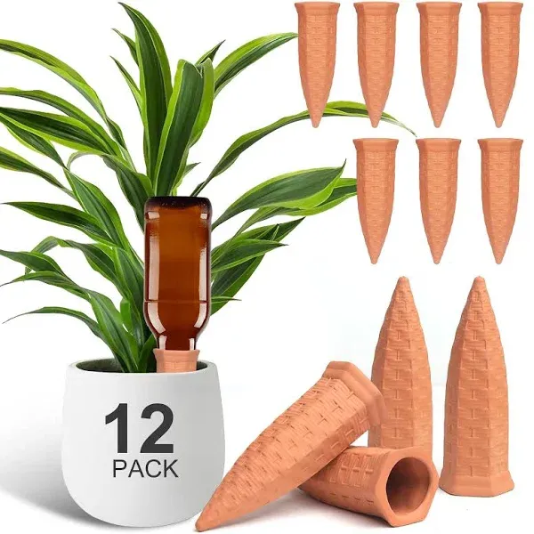 Plant Self Watering Stakes 12 Pack Terracotta Watering Spikes for Indoor and ...