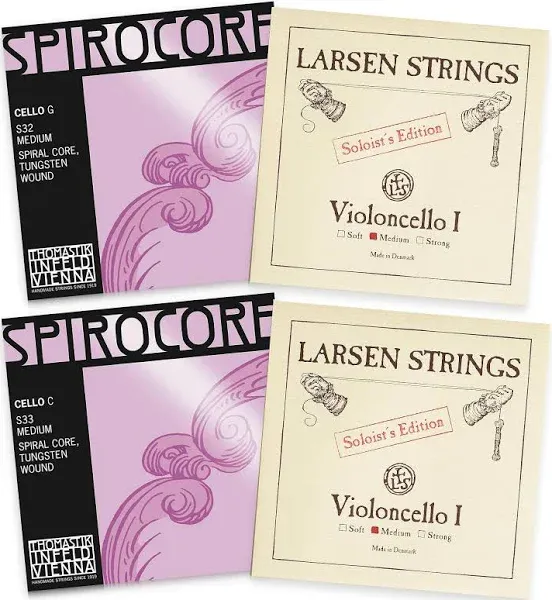 Thomastik-Infe<wbr/>ld Spirocore Tungsten and Larsen Cello Set | Cello Strings 4/4 Set