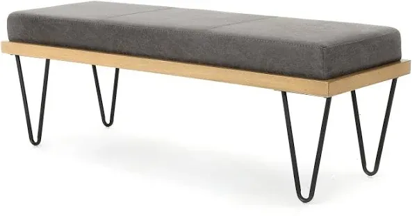 Elaina Industrial Modern Microfiber Bench