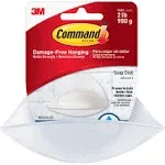 Command Bath Soap Dish With Water-Resistant Adhesive, 2 lb Capacity, 1 Dish, 2 Strips, BATH14-ES