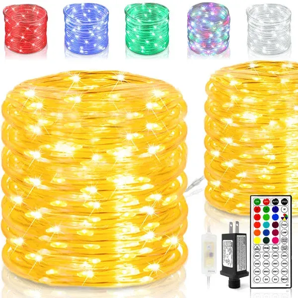 80Ft Rope Lights, Warm White with 16 Colors 240LEDs Outdoor String Lights, Co...