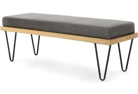 Elaina Industrial Modern Microfiber Bench