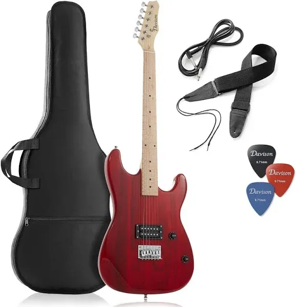 39&#034; Full Size Electric Guitar in Red - Right Handed Beginner Kit with Gig Bag an