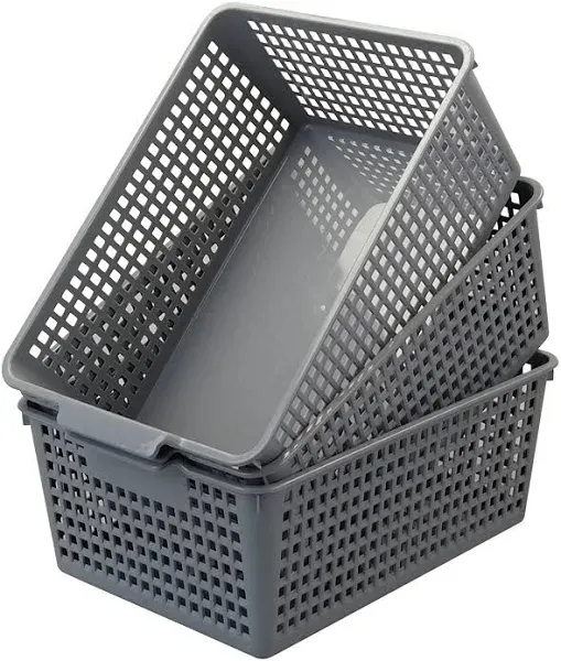 3 Pack Platic Storage Baskets, 14 Liter Plastic Organizer Bin