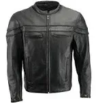 Men’s Premium Buffalo Black Leather Motorcycle Jacket with CE Armor Pr