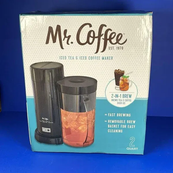 Mr. Coffee 2-Quart Iced Tea &amp; Iced Coffee Maker Black 2-IN-1 Fast Brew Pitcher  