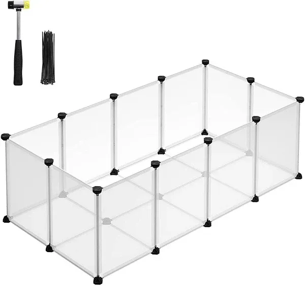 SONGMICS Small Animals Pet Playpen White / 49.2"L x 24.8"W x 16.5"H