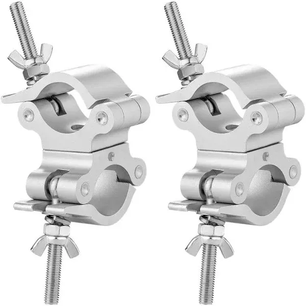 2 Inch Pro-Swivel Truss Clamp, 2 Pack Eyeshot Heavy Duty 770lb Swivel Coupler Truss Clamps, Dual Head Turn As Needed Two 360 Degree Lighting Clamps, Fit Pipe/Truss OD 48-52mm