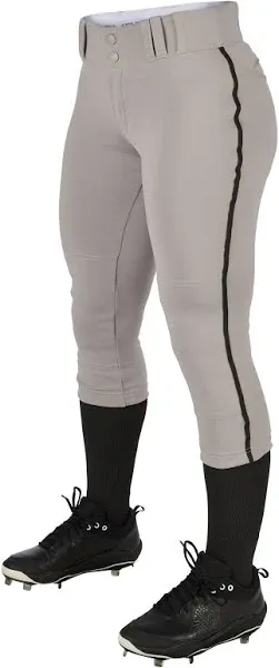 Champro Tournament Women's Low Rise Softball Pant with Braid, Grey/Black Pipe / S