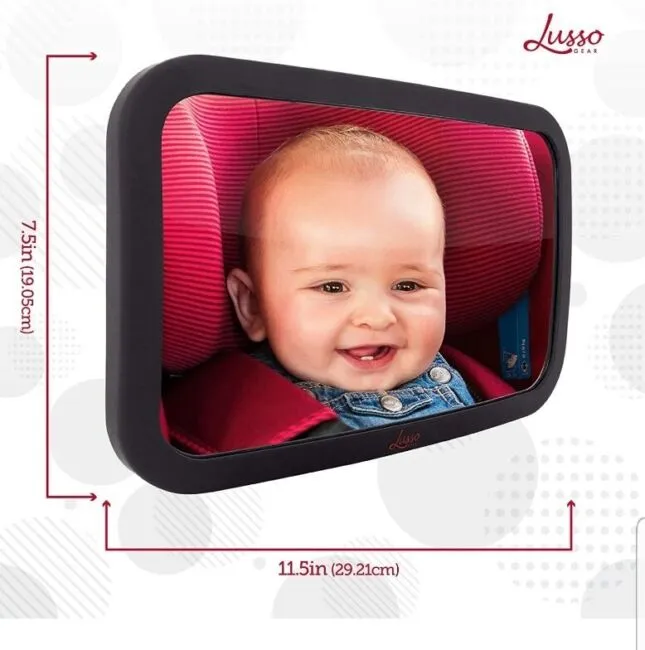 Lusso Gear Baby Backseat Mirror for Car. Largest and Most Stable Mirror with Premium Matte Finish, Crystal Clear View of Infant in Rear Facing Car Seat - Secure and Shatterproof (Tan)