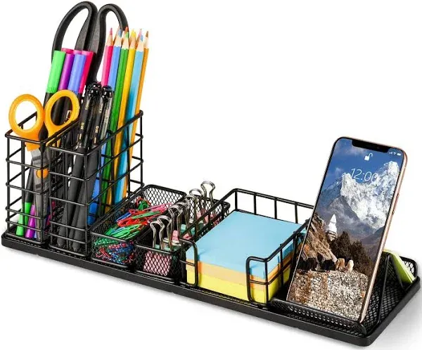 Desk Organizers and Accessories, Organizer Set with Pen Holder, Black 