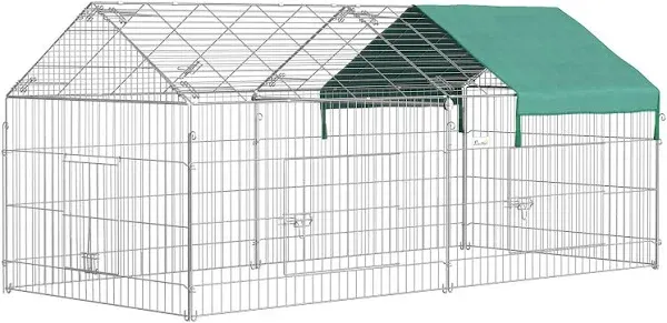 212 Main D51-077V01GN PawHut 87 in. x 41 in. Outdoor Metal Pet Enclosure Small Animal Playpen, Green