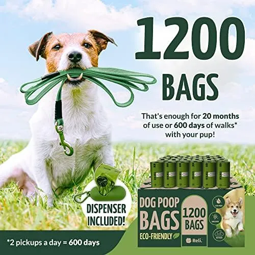 Reli. Biodegradable Dog Poop Bags with Holder