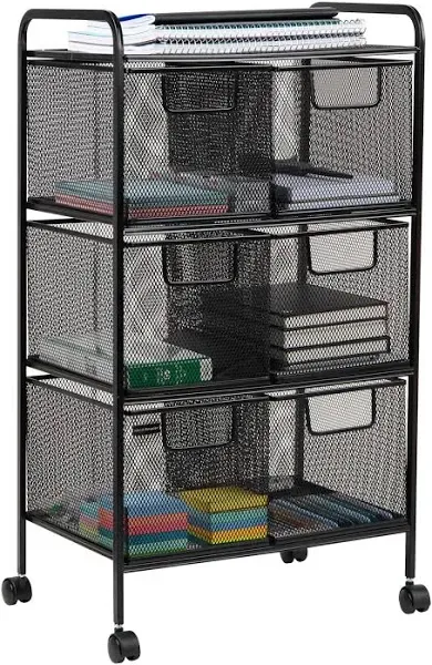 Cart with Drawers Office Organizer Utility Bathroom Kitchen Metal Mesh