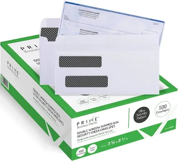 500 Self Seal QuickBooks Double Window Security Check Envelopes - for Business