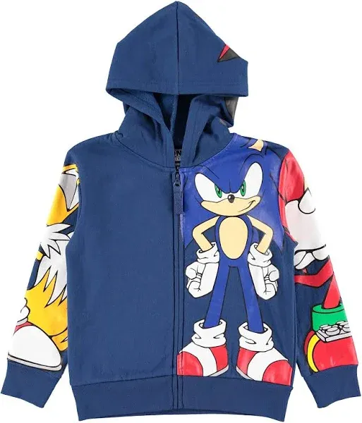 Boys Sonic The Hedgehog Costume Zip Up Fleece Hoodie- Sizes 4-20, Boy's, Size: 14 ...