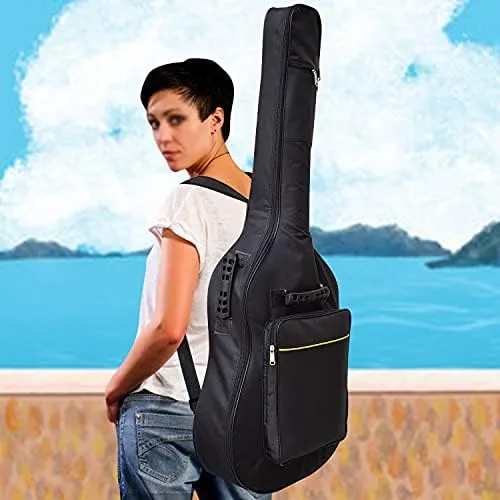 Acoustic Guitar Bag Thick Padding Waterproof Dual Adjustable Shoulder Strap Guitar Case Gig Bag Thickening Sponge Padding Fit 39-41 Inch Guitar