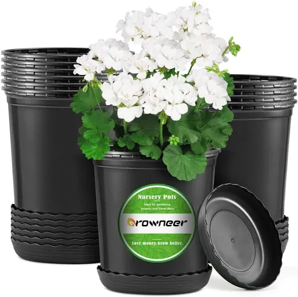 12 Set 6‘’ 1 Gallon Nursery Pot for Plants Flexible Flower Pots with Drainage Ho