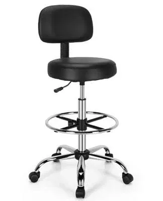 Swivel Drafting Chair w/ Adjustable Backrest Foot Ring