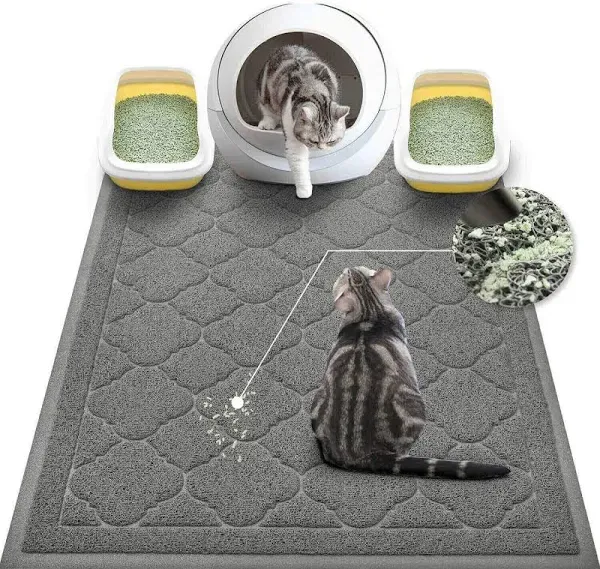 WePet Cat Litter Box Mat, Kitty Premium PVC Pad, Durable Trapping Rug, Phthalate Free, Urine-Resistant, Scatter Control, XXL 47 x 36 Inch, Champagne