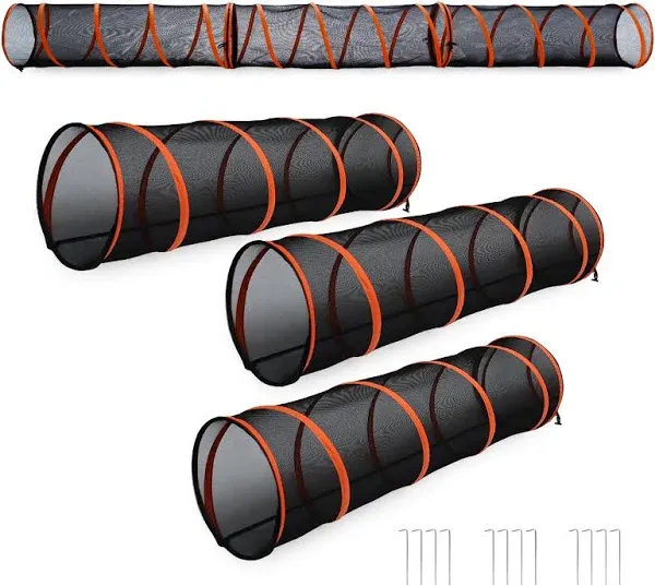 Hide N Side Túneles de juego para niños, túnel de gateo para interiores y exteriores, túnel para niños, perros, bebés y niños, juguete de regalo de túnel desplegable (naranja/negro, 1 vía)