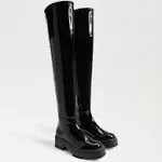 Sam Edelman Lydia Black Chunky Lug Sole Rounded Toe Over The Knee Fashion Boots