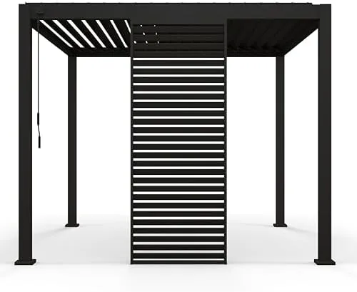 Mirador Accessory - Aluminum Shutter Wall 1/3 10' Side for 111 Series Pergola, Openable Louvered Design for Optimal Privacy, Sunlight Control, Charcoal, not pergola