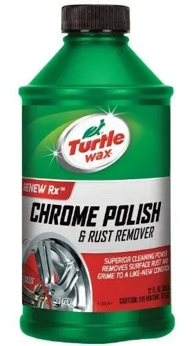 Turtle Wax Chrome Polish and Rust Remover, Protective Coating, Great On Chrome Bumpers, Wheels and Accessories 12 oz. 2 Pack