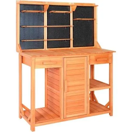 Agitree Outdoor Potting Bench with Double Doors,Drawer Garden Potting 