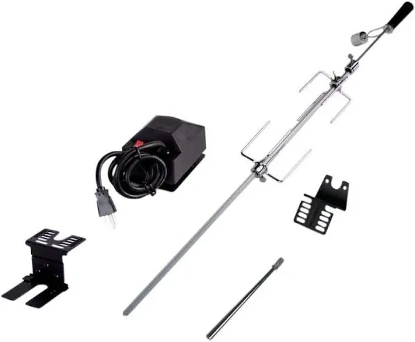 Universal Rotisserie Kit W/ Spit Rod 4-prong Spit Forks Fits Most Gas Grills New