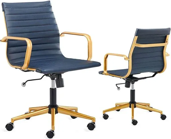 LUXMOD Mid Back Office Chair Adjustable Swivel Ergonomic 38-inch Desk 