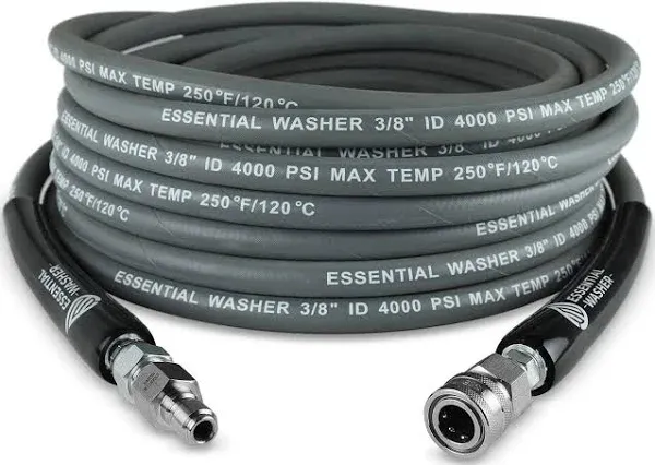 50 ft Grey Pressure Washer Hose | 3/8 inch Flexibility with Stainless Steel ...