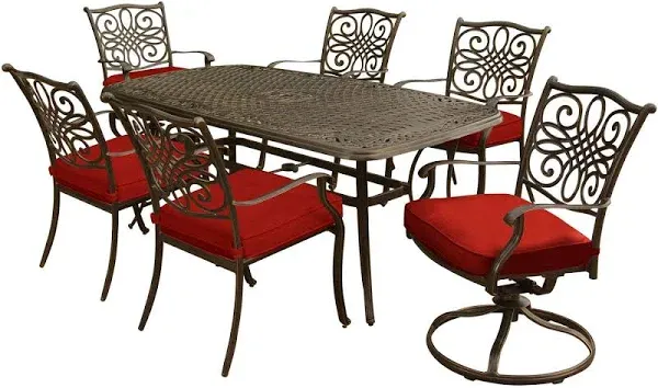 TRADDN7PCSW-RED Traditions 7 Piece Dining Set ( 4 Dining Chairs, 2 Swivel Rockers ...