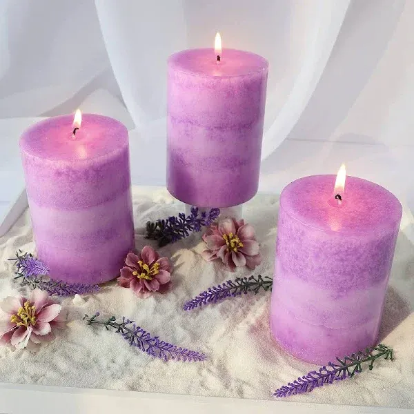 Crystal Club Lavender Scented Pillar Candles, Set of 3 Tall 3x6 inch Candles ...