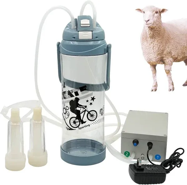 MUDUOBAN jnj5566 Milking Machine for Goats,Pulsation Vacuum Pump Milker Adjustable Speed Double Head Milker 3L/08 Gallon