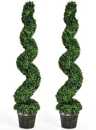 4’ Artificial Boxwood 2 Pack Spiral Topiary Tree UV Home Decor Green In/Outdoor