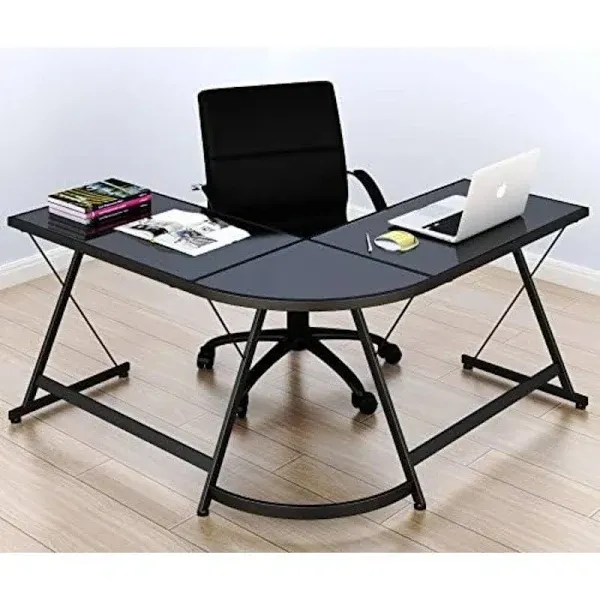 SHW Gaming Desk Computer L-Shape Corner Studio Table