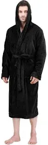 NY Threads Luxurious Men's Shawl Collar Fleece Bathrobe Spa Robe (Small/Medium, Steel Grey)