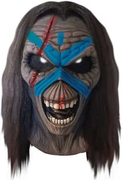 Iron Maiden Eddie The Clansman Latex Mask With Hair - One Size